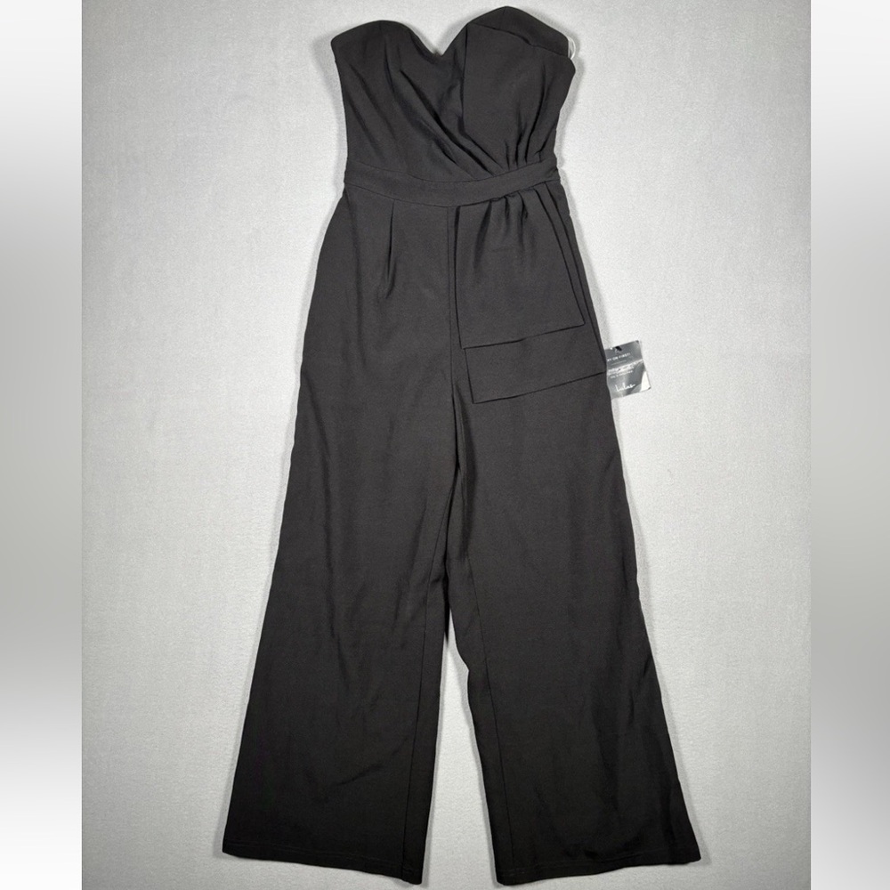 LULUS Won a Heart Jumpsuit Women’s XSmall Black Strapless Wide Leg Classy NWT - Picture 2 of 12